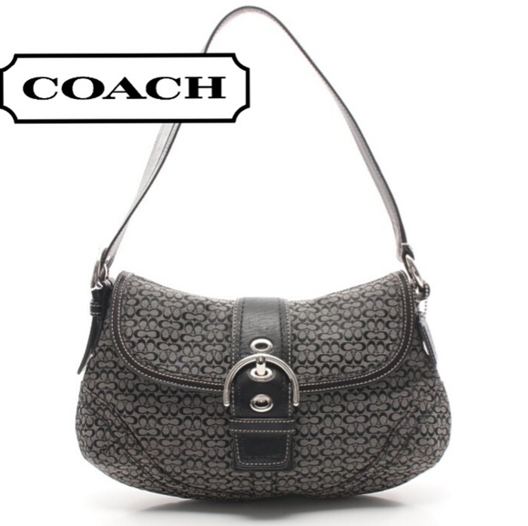 Coach Classic Authentic Vintage Y2K Soho Jaquard Monogram Flap Bag- Black/silver - Picture 1 of 8